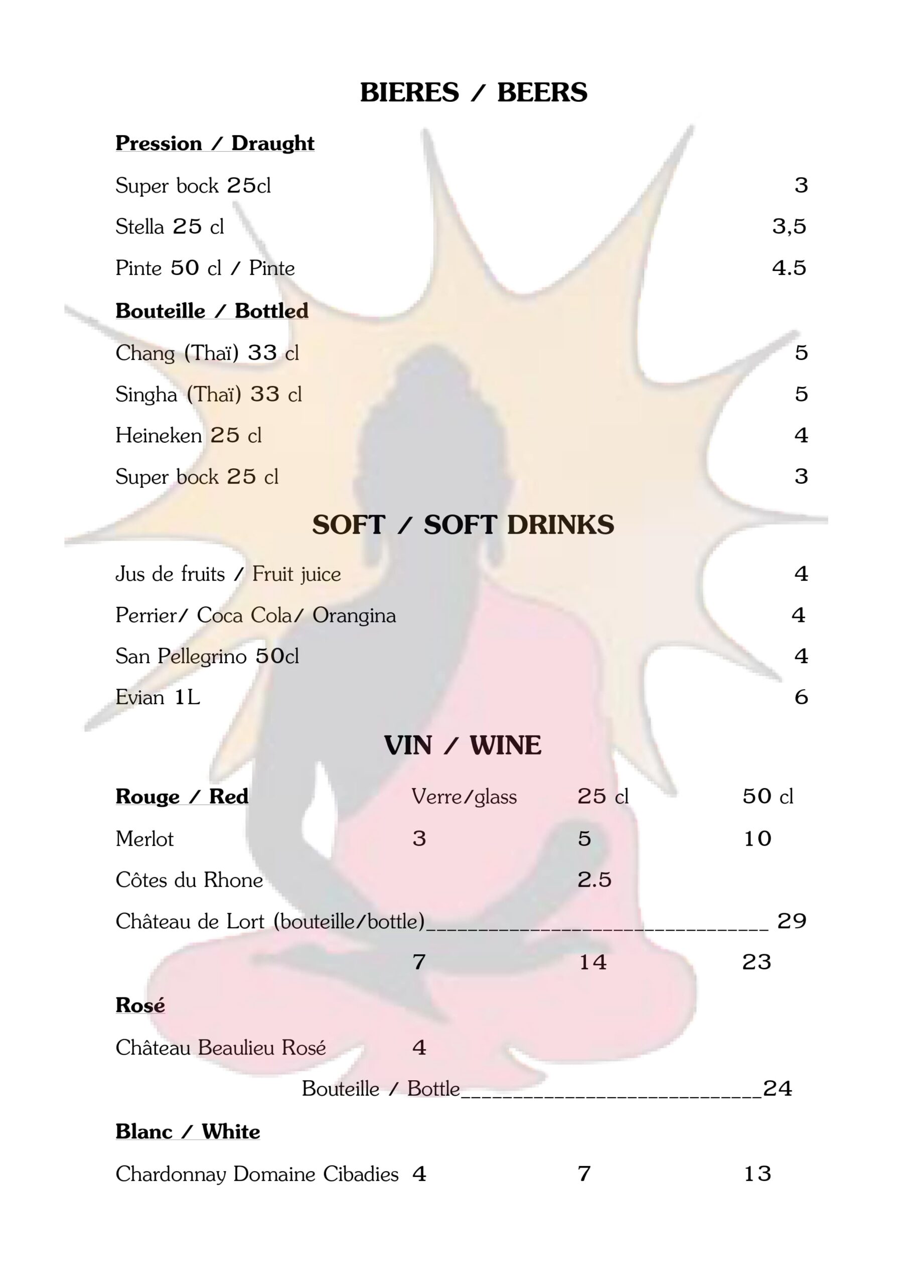 Boissons thaïlandaises - bières, vins, sodas, jus de fruits